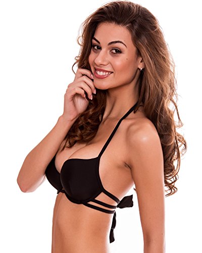 RELLECIGA ba?Ador Partes de Arriba de Bikinis de Mujer Super Push-up Negro L