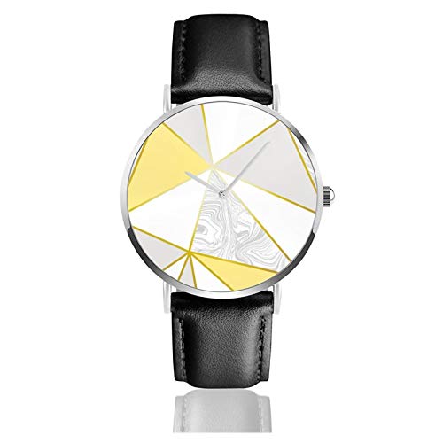 Reloj de cuero Zara Mármol Metálico Mostaza Oro Unisex Clásico Casual Moda Reloj de Cuarzo Reloj de Acero Inoxidable con Correa de Cuero