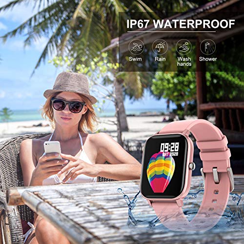 Reloj Inteligente LIGE Para Mujeres Con Monitor De Frecuencia Cardíaca,Pantalla Táctil De 1,4 Pulgadas,Podómetro IP67,Reloj De Fitness Para Con Monitor De Sueño,Contador De Pasos Para Android iOS Rosa