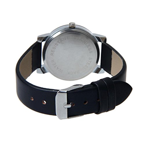 Relojes de Mujer, KanLin1986 Relojes de pulsera mujer banda de cuero relojes de acero inoxidable para mujeres-Negro