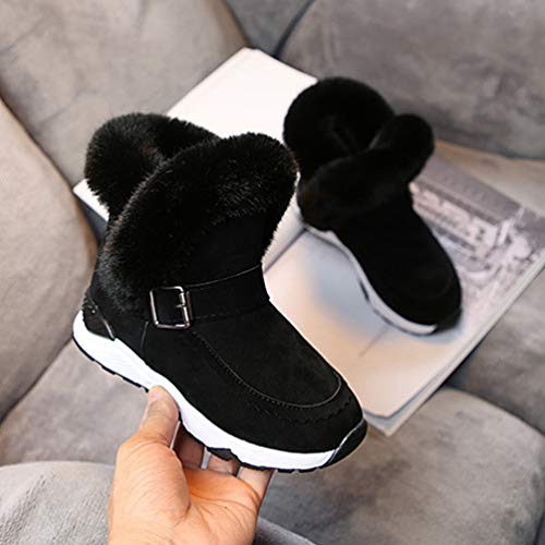 Rengzun Botas de Nieve Cálidas para Niños Invierno Forro de Cachemir Zapatos Calientes Anti-Deslizante Niño Chica Térmico Zapatillas Negro
