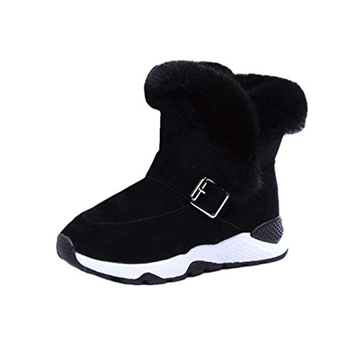 Rengzun Botas de Nieve Cálidas para Niños Invierno Forro de Cachemir Zapatos Calientes Anti-Deslizante Niño Chica Térmico Zapatillas Negro