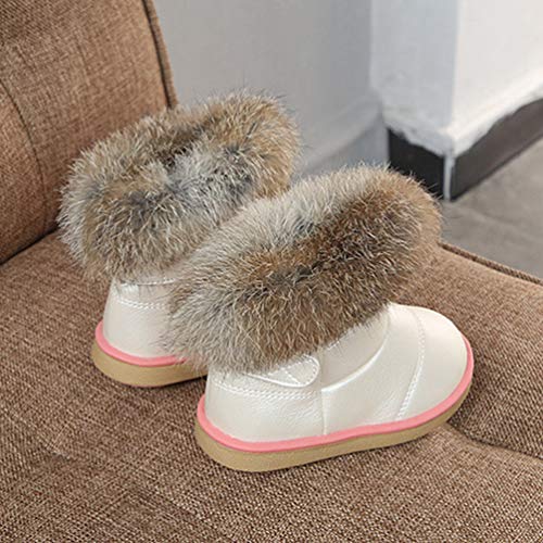Rengzun Niño Chica Invierno Botas de Nieve Térmico Forro de Cachemir Zapatos Anti-Deslizante Zapatos de Algodón para Niños Blanco