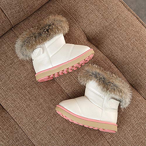 Rengzun Niño Chica Invierno Botas de Nieve Térmico Forro de Cachemir Zapatos Anti-Deslizante Zapatos de Algodón para Niños Blanco