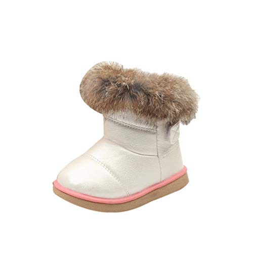 Rengzun Niño Chica Invierno Botas de Nieve Térmico Forro de Cachemir Zapatos Anti-Deslizante Zapatos de Algodón para Niños Blanco