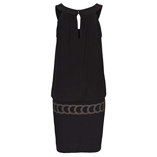 ReooLy Fashion Casual Vestido de Mujer sin Mangas Impreso O-Cuello Beach Bodycon Mini Chaleco Falda(Negro,XXL)