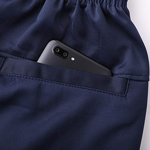 Reooly Hombres otoño e Invierno Color sólido Jersey Camisa Top Pantalones Conjunto Cremallera Color sólido Traje Deportivo Ropa Deportiva(Marina,XXXXX-Large)