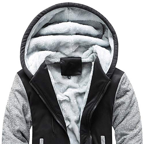 Reooly Winter Owl Print Warm Plus Velvet Zipper Thicken Sweater Jacket Sudadera con Capucha(D-Negro,XXXX-Large)