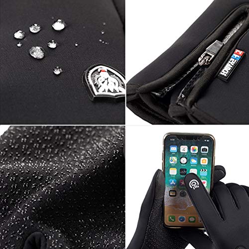 REYOK- Guantes Ciclismo MTB Invierno Otoño Guantes Bicicleta de Montaña Carretera Bici Moto Jardinería Running Pantalla táctil Touchscreen Antideslizante a Prueba de Viento Reflectante Hombre Mujer