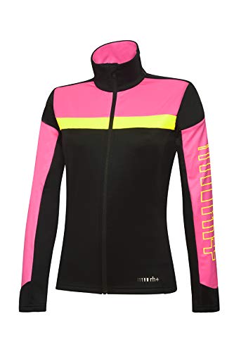 rh+ IND2863 958S, Code W Jersey para Mujer, Negro/flúor, Rosa y Amarillo Fluorescente, Talla S