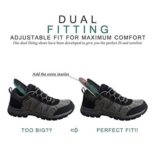 riemot Zapatillas Trekking para Hombre, Zapatos de Senderismo Calzado de Montaña Escalada Aire Libre Impermeable Ligero Antideslizantes Zapatillas de Trail Running, Negro Gris EU 44