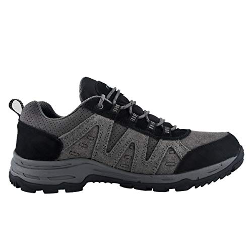 riemot Zapatillas Trekking para Hombre, Zapatos de Senderismo Calzado de Montaña Escalada Aire Libre Impermeable Ligero Antideslizantes Zapatillas de Trail Running, Negro Gris EU 44