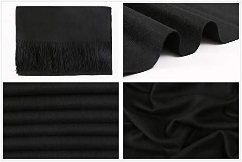 RIIQIICHY Mujer Cachemira Bufanda Pashmina Chal Negro Invierno Cálida Grande Larga Suave Manta para Mujeres