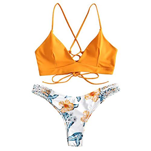 riou Bikini Conjuntos de Bikinis para Mujer Push Up Mujeres Traje de BañO Estampado Bohemio Dividido BañAdores con Relleno Tops y Braguitas Mujer 2019 brasileños vikinis