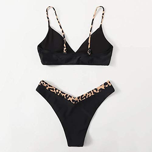 riou Bikinis Mujer Sexy Brasileñas Leopardo Conjuntos Ropa de Baño Mujer Bañador Natacion Tanga Cuello Halter Sujetador Trajes de Baño Playa Push-Up Acolchado Bra Bikini