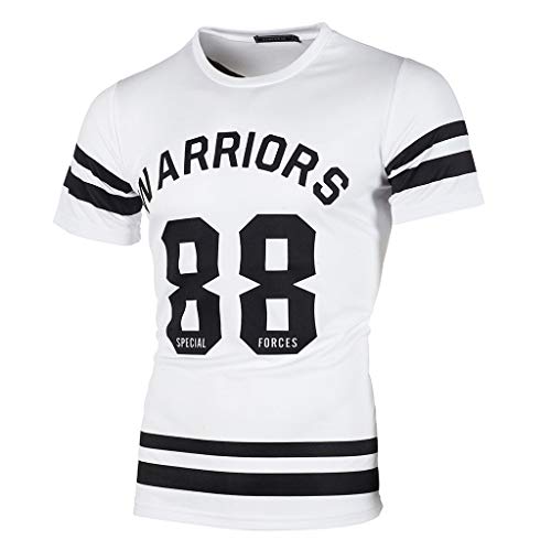 riou Camiseta Deportes Camisetas Hombre Manga Corta Moda Cuello Redondo Deportiva Top Futbol brasileño Impresión de Letras Yoga Slim Fit chándal Blusa Camisa Verano Fitness Ajustado