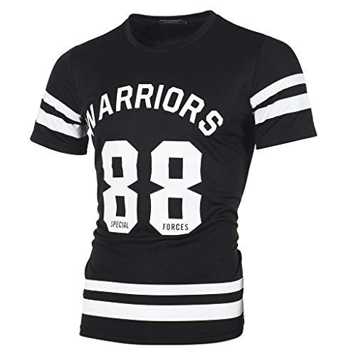 riou Camiseta Deportes Camisetas Hombre Manga Corta Moda Cuello Redondo Deportiva Top Futbol brasileño Impresión de Letras Yoga Slim Fit chándal Blusa Camisa Verano Fitness Ajustado