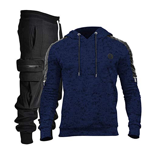 riou Chaqueta con Capucha Forro Polar Sudadera con Capucha Hombres de Manga Larga Hoodie Casual Abrigo Otoño-Invierno Chandal