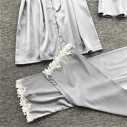 riou Conjunto de lencería Mujer,Ropa Interior Encaje Erotica Moda Sexy Ropa de Dormir camisón Kimono Cardigan túnicas Vestido Sedosa cómoda 5 Piezas Atractiva Babydoll Pijamas