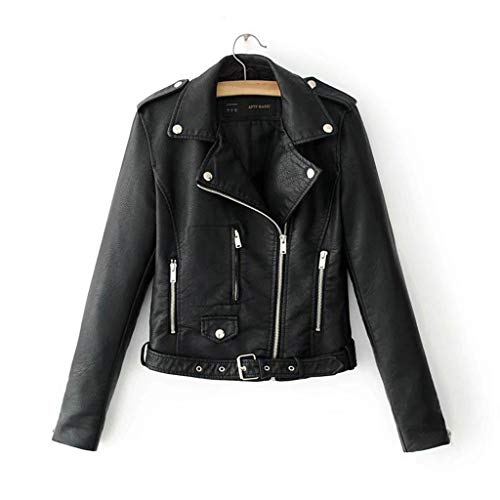 riou Mujeres Chaqueta de Motor Abrigo Cremallera Biker Short Punk Tops Cortos Chaqueta Cuero Capa Jacket Parka Pullover Adolescentes Chicas Outwear Cortas