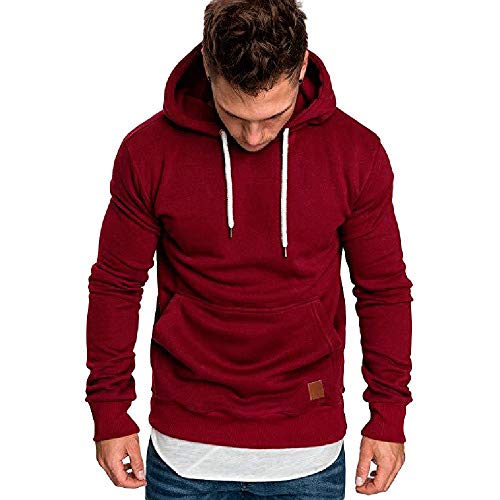 riou ¡Oferta Sudaderas con Capucha para Hombre Cosy Chaqueta Deportiva Sudadera con Cremallera Completa Ecosmart Hoodie Casual Jerséis Top Blouse ¡Caliente! (Red, L)