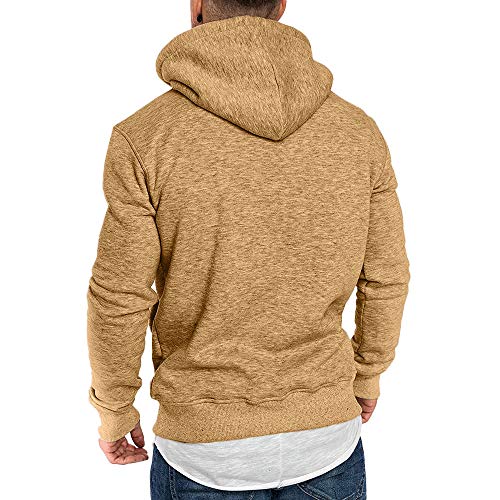 riou ¡Oferta Sudaderas con Capucha para Hombre Cosy Chaqueta Deportiva Sudadera con Cremallera Completa Ecosmart Hoodie Casual Jerséis Top Blouse ¡Caliente! (Khaki, L)