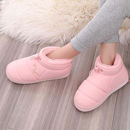 riou Otoño Invierno Zapatillas Interior Casa Caliente Slippers Suave Impermeable Abajo Botas de Algodón Cálido Interior y Exterior Hogar Antideslizante Pareja Zapatos Calzado