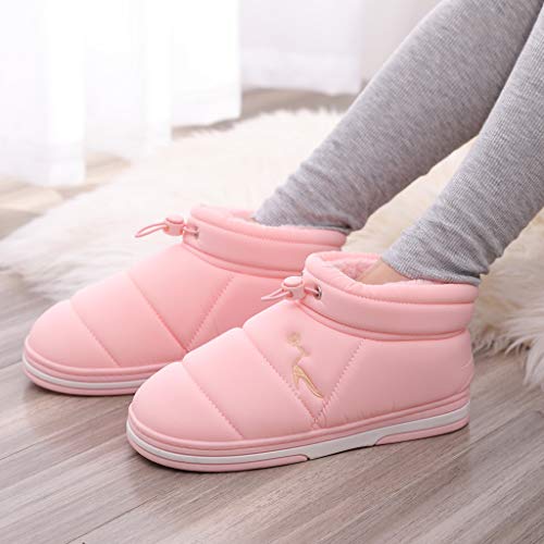 riou Otoño Invierno Zapatillas Interior Casa Caliente Slippers Suave Impermeable Abajo Botas de Algodón Cálido Interior y Exterior Hogar Antideslizante Pareja Zapatos Calzado