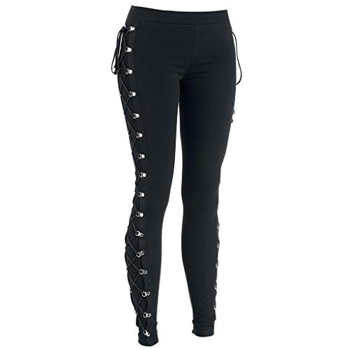 riou Pantalón Deportivo de Mujer Gótica de Moda Pantalones pitillo Negros Pantalones Largos Pantalones de Deporte Yoga Fitness Jogger
