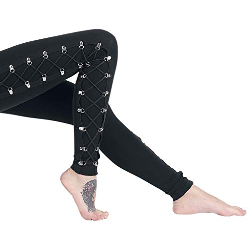 riou Pantalón Deportivo de Mujer Gótica de Moda Pantalones pitillo Negros Pantalones Largos Pantalones de Deporte Yoga Fitness Jogger
