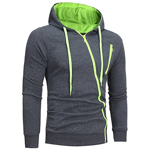 riou Sudadera con Capucha de Cremallera de Manga Larga Slim Fit para Hombre con Blusa Outwear de Bolsillo Chaqueta Irregular de la Personalidad