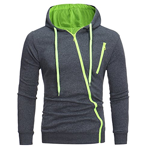 riou Sudadera con Capucha de Cremallera de Manga Larga Slim Fit para Hombre con Blusa Outwear de Bolsillo Chaqueta Irregular de la Personalidad