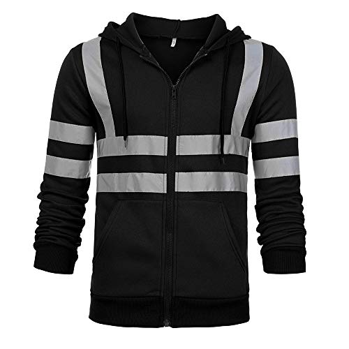 riou Sudadera de Hombre Sudadera con Capucha Navidad Casual Invierno Otoño Sudadera de Manga Larga Guapo Color sólido Fiesta Reflectante Moda de Hombres Casual Deportes al Aire Libre