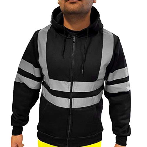 riou Sudadera de Hombre Sudadera con Capucha Navidad Casual Invierno Otoño Sudadera de Manga Larga Guapo Color sólido Fiesta Reflectante Moda de Hombres Casual Deportes al Aire Libre