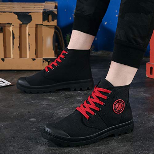 riou Zapatos de Lona Altos para Hombre Mujer Unisex Zapatos Transpirables Salvajes Casuales Zapatos para Caminar Antideslizantes Zapatillas de Deporte Respirable Correr Negro 36-45