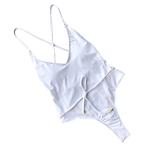 RISTHY Bañador de Mujer Bikini Ropa de Baño de Una Pieza Traje de Baño Cintura Alta Sexy Tirantes Ajustables Push Up Espalda Abierta Conjunto de Bikini Ropa de baño Bañadores Beachwear