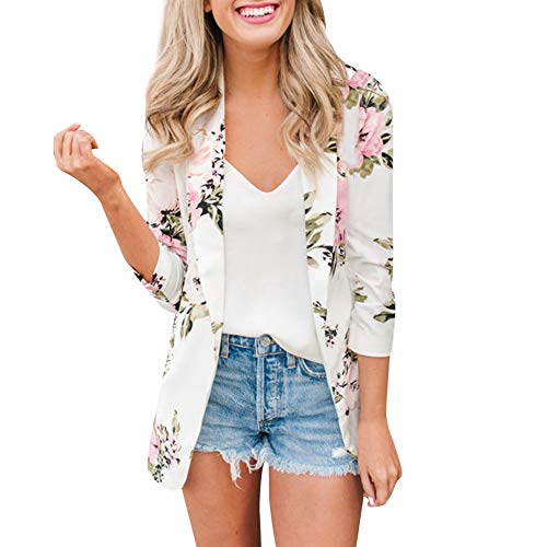 RISTHY Blazer Mangas Largas para Mujer Estampado Floral Traje de Chaqueta Negocio Solapa Abrigo de Oficina Delgado Tallas Grandes Cardigan Retro Informal Tops Blusa Otoño Invierno