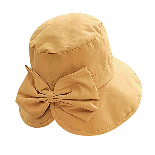 RISTHY Gorro de Pescador Elástico Sombrero de Playa Color Sólido Sombrero de Sol al Aire Libre Ala Ancha Visera de Vacaciones con Lazo Verano para Mujer