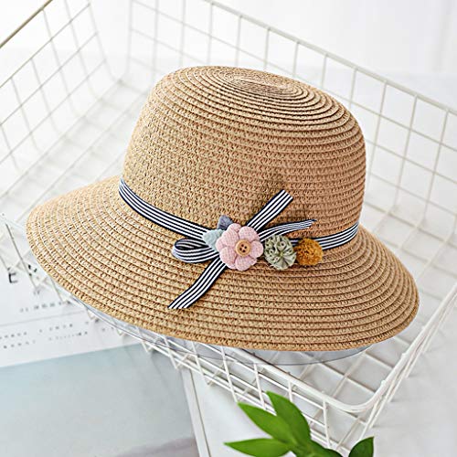 RISTHY Sombrero de Paja Sombrero de Sol Plegable Gorro de Pescador Gorro Al Aire Libre Visera Panamá con Protección Solar Verano Playa Vacaciones Fiesta para Mujer