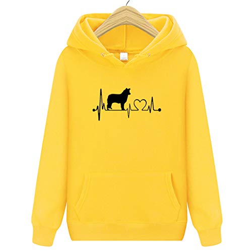 RISTHY Sudadera con Capucha Ocasionales para Mujer Camisa de Manga Larga Estampada Sudaderas con Cuello Redondo con Capucha