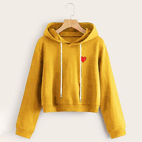 RISTHY Sudadera con Capucha y Manga Corta con Estampado de Corazón y Manga Larga para Mujer