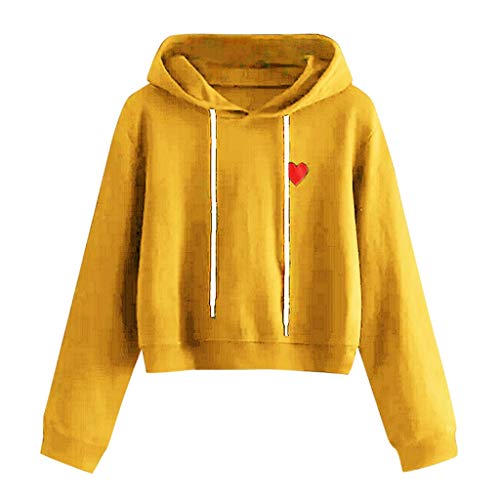 RISTHY Sudadera con Capucha y Manga Corta con Estampado de Corazón y Manga Larga para Mujer