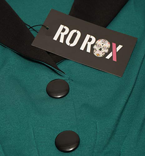 Ro Rox Emma Top Camisa Retro Rockabilly Pin Up 1950 Vintage Pinup - Verde (2XL)
