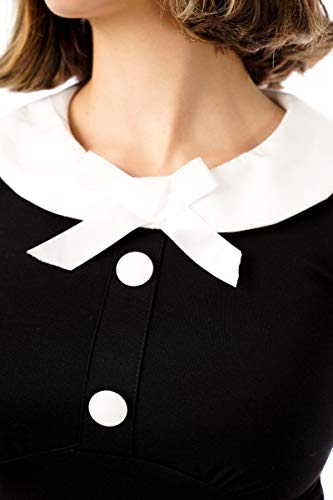 Ro Rox Julie Top Camisa Retro Rockabilly Pin Up 1950 Vintage Pinup (Negro, S)