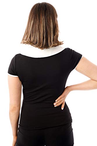 Ro Rox Julie Top Camisa Retro Rockabilly Pin Up 1950 Vintage Pinup (Negro, S)