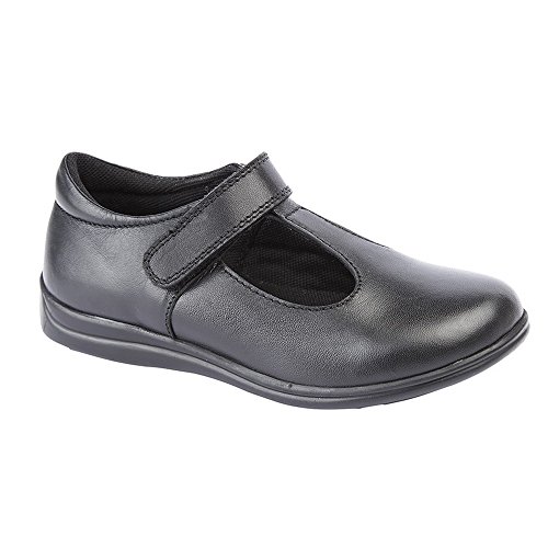 Roamers - Zapato para Colegio con Ajuste Adhesivo para niñas (32 EU) (Negro)
