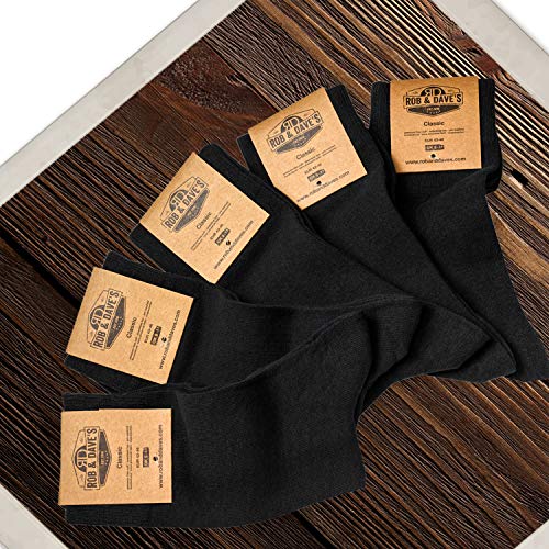 Rob & Dave's Calcetines clásicos 5 pares - Calidad OEKO-TEX - Calcetines clasicos hombre y calcetines mujer - Tipo medias trabajo ejecutivo- Calcetines altos sin costuras ni opresión en las venas