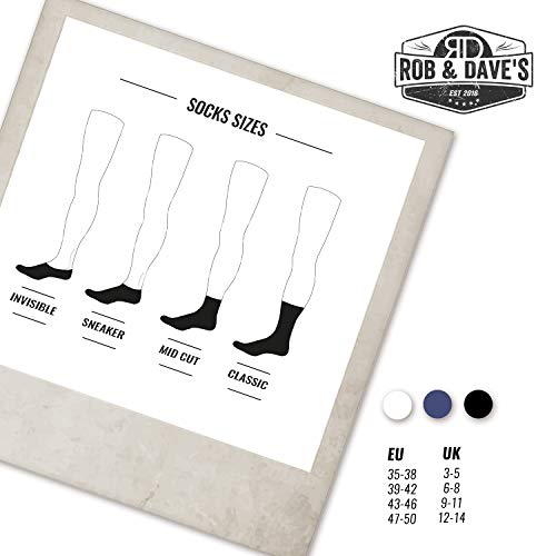 Rob & Dave's Calcetines clásicos 5 pares - Calidad OEKO-TEX - Calcetines clasicos hombre y calcetines mujer - Tipo medias trabajo ejecutivo- Calcetines altos sin costuras ni opresión en las venas