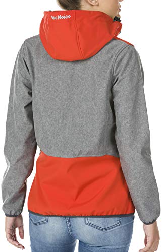 Roc Neige Chaqueta Softshell Mujer, combinada, Cremallera y Bolsillos Laterales, bies elástico y Capucha. Impermeable, Cortavientos, Alta Capacidad Termica. Mujer Rojo+Gris Jaspeado XXL