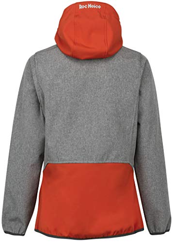 Roc Neige Chaqueta Softshell Mujer, combinada, Cremallera y Bolsillos Laterales, bies elástico y Capucha. Impermeable, Cortavientos, Alta Capacidad Termica. Mujer Rojo+Gris Jaspeado XXL